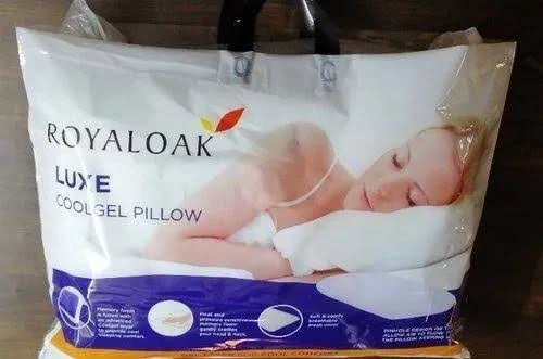 Royaloak Luxe Cool Gel Pillow in a printed white retail bag with black carry handles