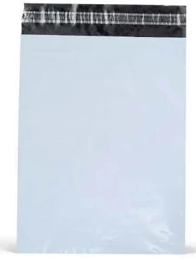 Plain courier mailing bag with adhesive closing strip